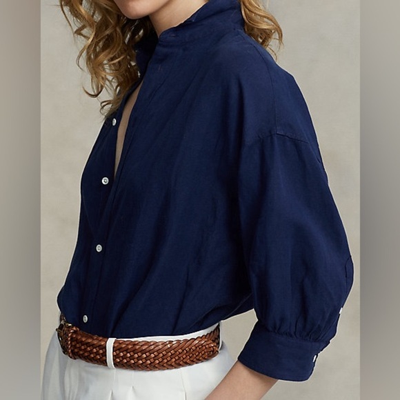 POLO RALPH LAUREN Relaxed Fit Linen-Silk Twill Shirt . - Picture 4 of 13